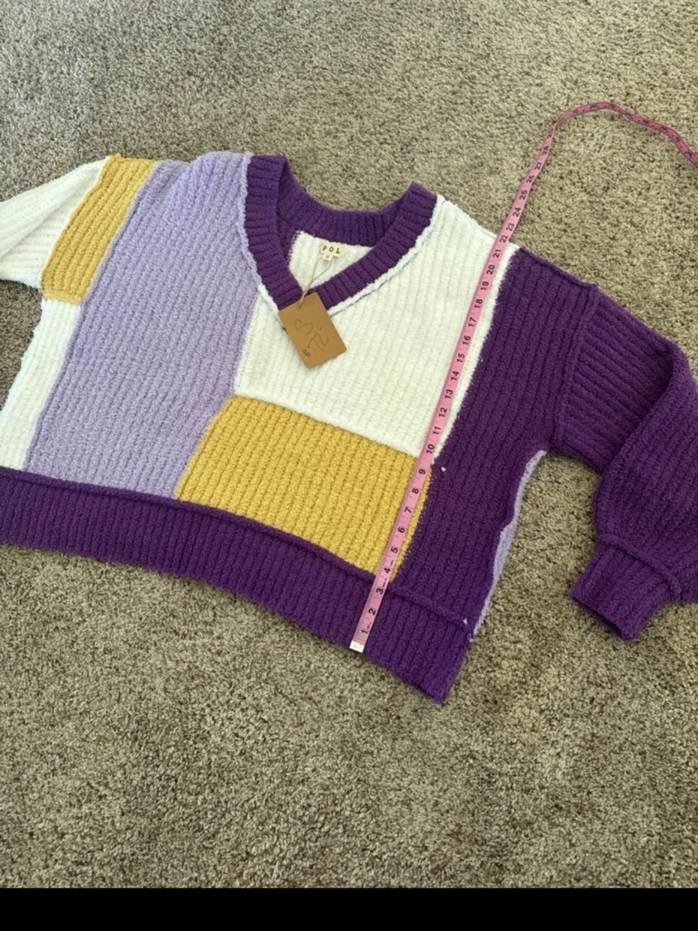 NWT POL Oversized color block sweater
 size Small fits up to a Large - Picture 11 of 12